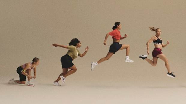 View of runners in New Balance apparel.